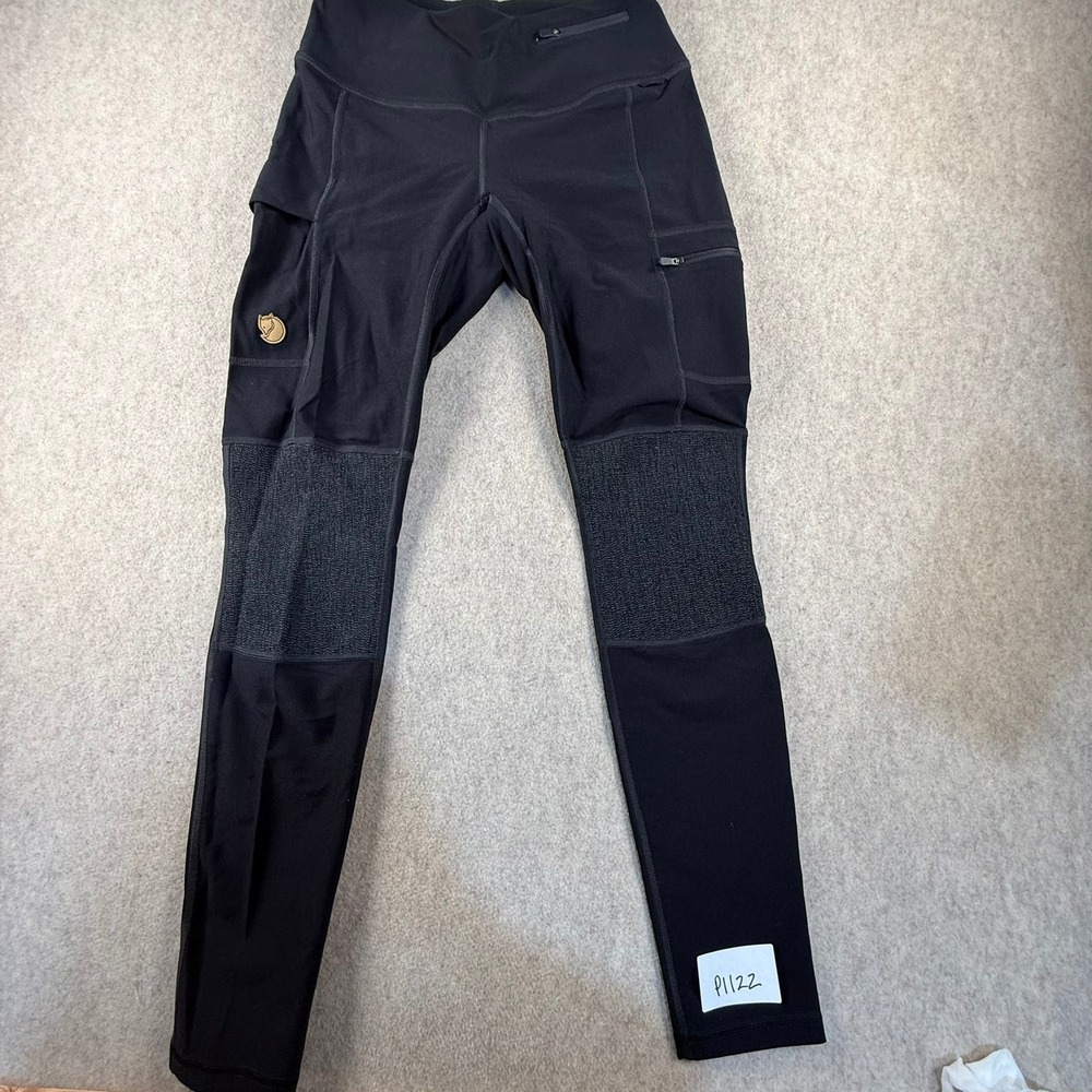 Fjallraven Abisko Trekking Tights Womens Medium Black Hiking Leggings Reinforced